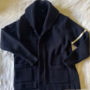 Navy sweater weater with White Stripe